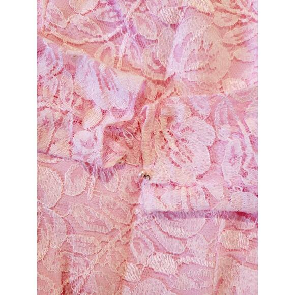 Vintage Roberta California women's pink lace lined ruffle trim bodycon dress - Picture 14 of 15